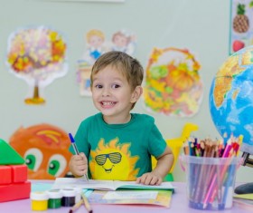 Little boy learning Stock Photo