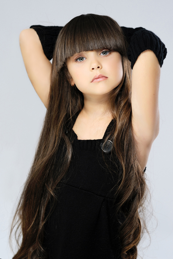 Little girl with beautiful long hair Stock Photo 02