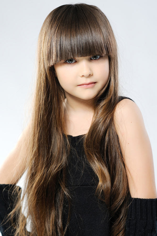 Little girl with beautiful long hair Stock Photo 03 free download
