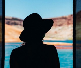 Look at the Lake Powell woman Stock Photo