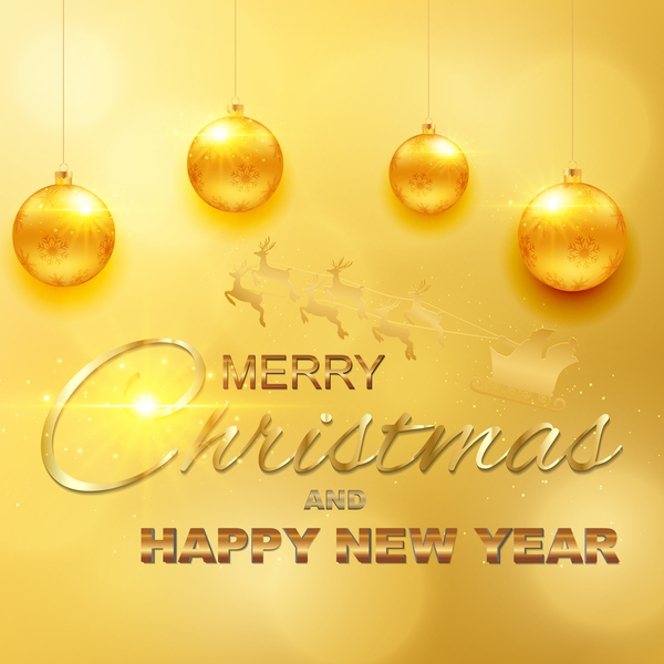 Luxury golden christmas with new year background vector 01
