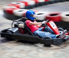 Man playing karting Stock Photo