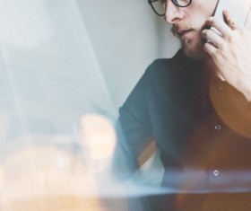 Man talking by smartphone Stock Photo 01