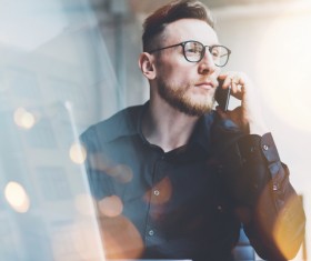 Man talking by smartphone Stock Photo 02