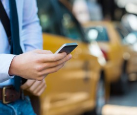Man using cellphone Stock Photo