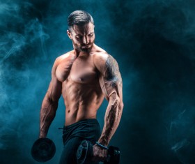 Man using dumbbell fitness Stock Photo 01