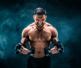 Man using dumbbell fitness Stock Photo 02