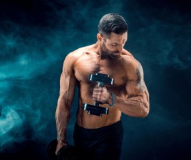 Man using dumbbell fitness Stock Photo 03