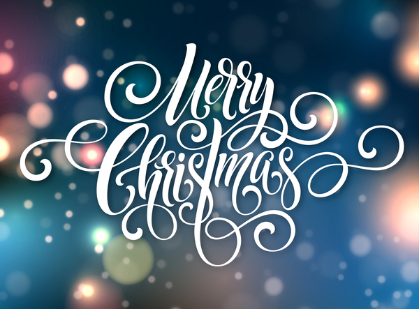 Merry christmas text abstract with blurs background vector