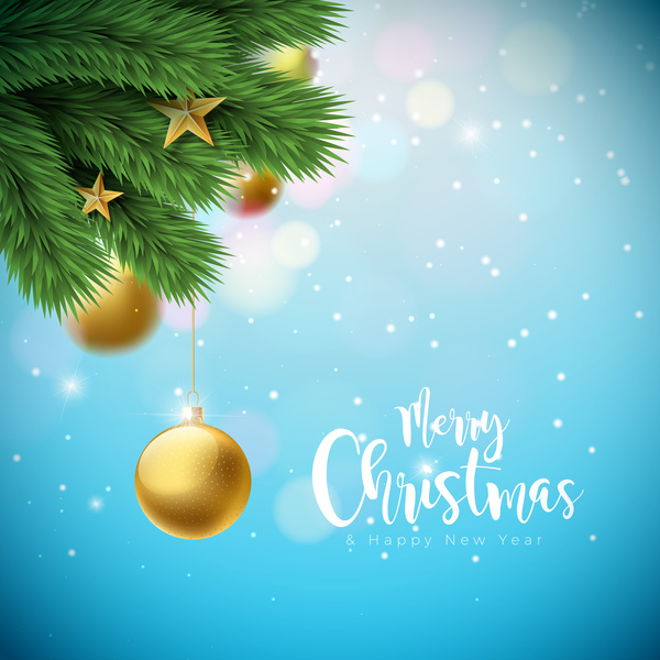 Merry christmas with new year bokeh background vector 01
