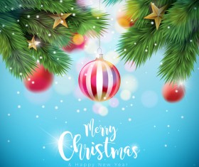 Merry christmas with new year bokeh background vector 02