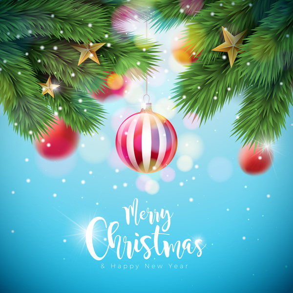 Merry christmas with new year bokeh background vector 02