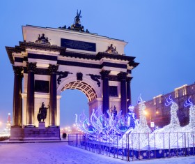 Moscow Arc de Triomphe festive decoration Stock Photo