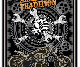 Motorcycle club sign design vector 03
