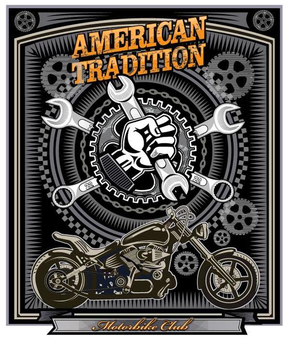 Motorcycle club sign design vector 03