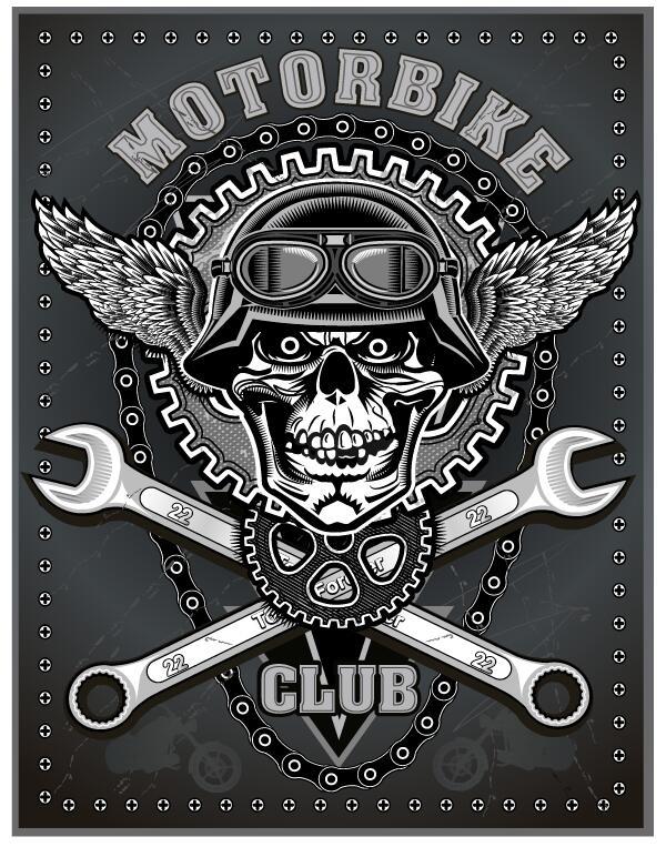 Motorcycle club sign design vector 04