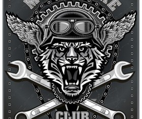 Motorcycle club sign design vector 05