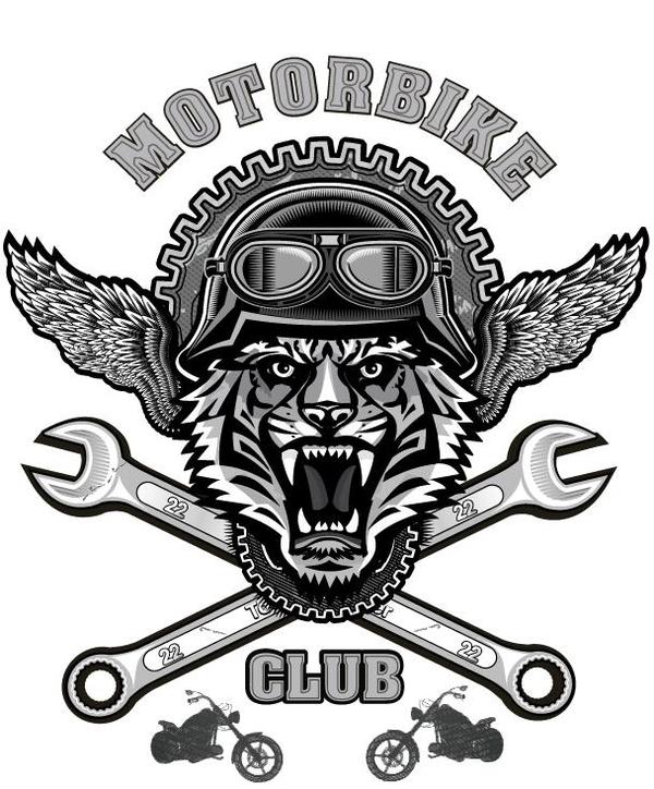 Motorcycle club sign design vector 06