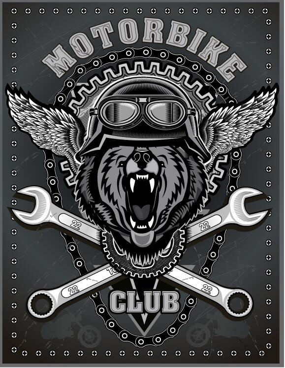 Motorcycle club sign design vector 07