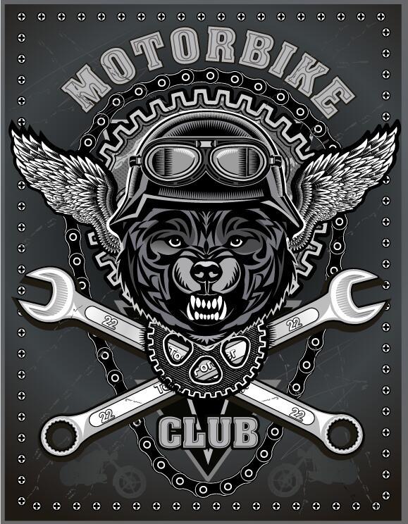Motorcycle club sign design vector 08