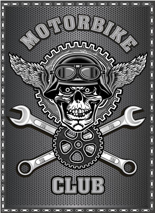 Download Motorcycle club sign design vector 09 free download