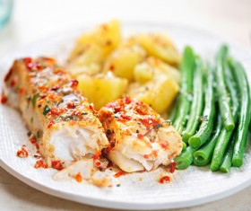 Mouth-watering delicious fish dishes Stock Photo 01