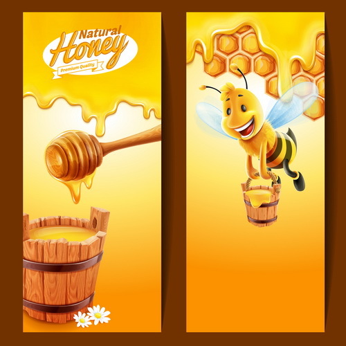 Nature honey banners design vectors 02