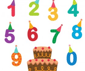 Number with birthday cake vector