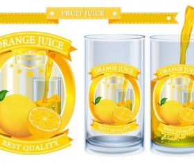 Orange juice design labels vector 01