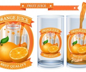 Orange juice design labels vector 02