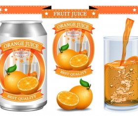 Orange juice design labels vector 03