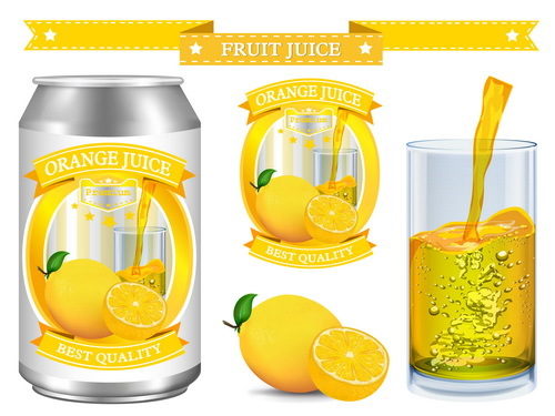 Orange juice design labels vector 04