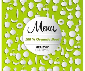 Organic food menu cover design vector 01