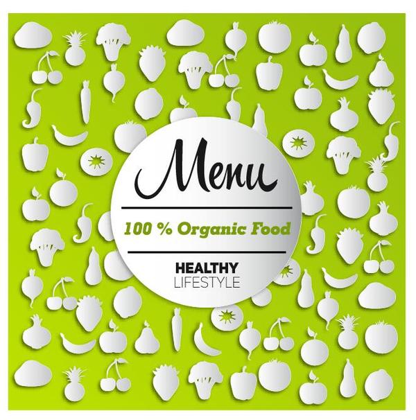 Organic food menu cover design vector 01