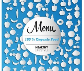 Organic food menu cover design vector 02