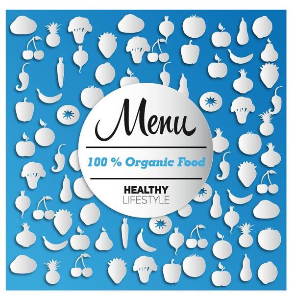 Organic food menu cover design vector 02