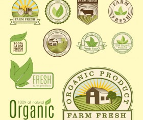 Organic fresh food labels vector