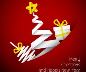 Origami with red christmas card vector