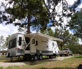 Outdoor camping car Stock Photo