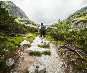 Outdoor climbing man Stock Photo