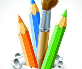 Paint pen with white background vector 01