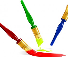 Paint pen with white background vector 03