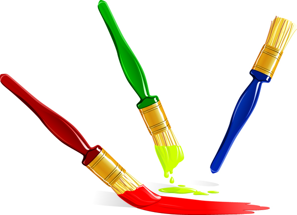 Paint pen with white background vector 03