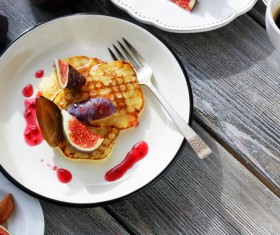 Pancake with passionflower Stock Photo