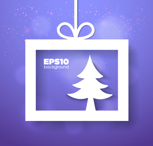 Paper christmas tree with purples background vector