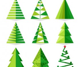 Paper cut christmas tree vectors set 01