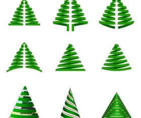 Paper cut christmas tree vectors set 02