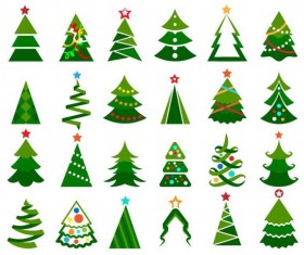 Paper cut christmas tree vectors set 03
