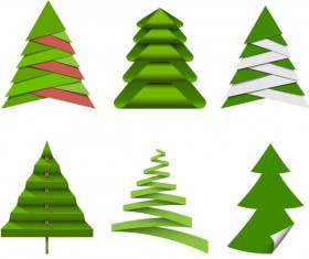 Paper cut christmas tree vectors set 04