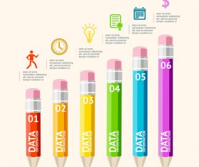 Pencil modern business infographic template vector material 01